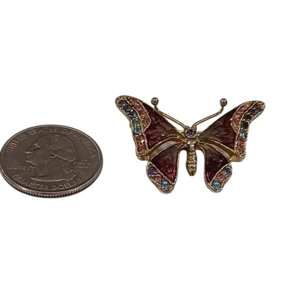 Vintage Liz Claiborne Butterfly Brooch with Multicolor Accents